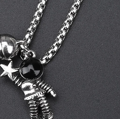 Matching Astronaut Couple Necklace Set