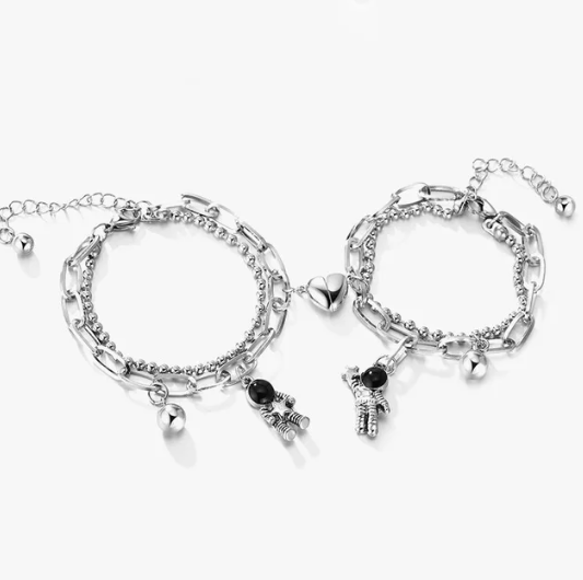 Matching Astronaut Couple Bracelet Set