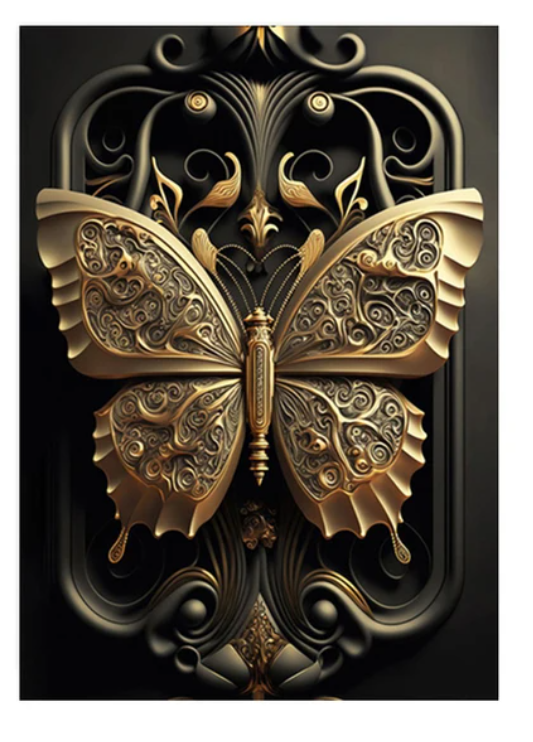 Black and Gold Butterfly Wall Art Canvas